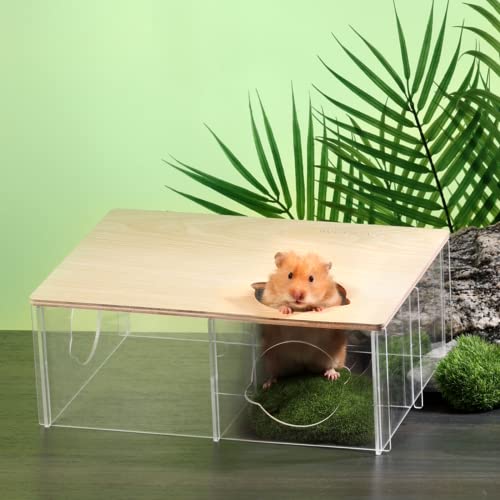 BUCATSTATE Esconderijo de hamster com 3 câmaras, casa de hamster transparente acrílica, cabana e hab