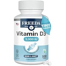FREEDA Vitamin D3-3000 IU - Pure High Potency Kosher Supplement Tablets - Bone and Muscle Health, Calcium Absorption, Immune Support for Men and Women* - 100 Tiny Tablets