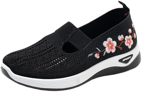 Sneakers Women Wide Fit Orthopedic Shoes for Women Wide Width Breathable Walking Comfortable Slip On Sneakers Non Slip Food Service Lightweight Nurse Shoes Ladies Daily Arch Support Trainers size5 8 9 — view 3