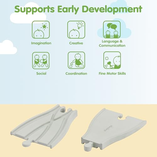 Image of PlanToys Rubber Road & Rail Adaptor Tracks Montessori Play Accessory | Imagination, Problem Solving and Creative World Building | Eco Friendly Track Adaptors for Meaningful Play