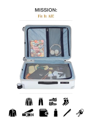 Image of FUR JADEN The Aviator Set of 2 German Polycarbonate Travel Luggage Suitcase with 8 Silent Shock Absorbing Wheels, TSA Lock & Aerospace Grade Wide Handle (Starry Silver, Set of 2 - Cabin+Medium)