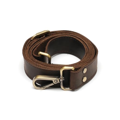 Genuine Leather Purse Strap with Swivel Clasps for Purse Handbags Laptop Cases, Large, Brown