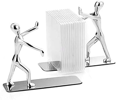 Meichoon Creative Bookends,Zinc Alloy Stainless Steel Office Art Decoration Humanoid Desk Organizer,Heavy Duty Book Holder for Shelves/Office/School and Home,NC10 - Image 5