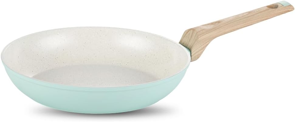 Nautilus Kitchenware Frypan 26CM Forged Aluminium, Ceramic Coating Frying Pan, PFOA Free Dishwasher Safe Skillet, Soft Touch Handle Cookware - Light Green