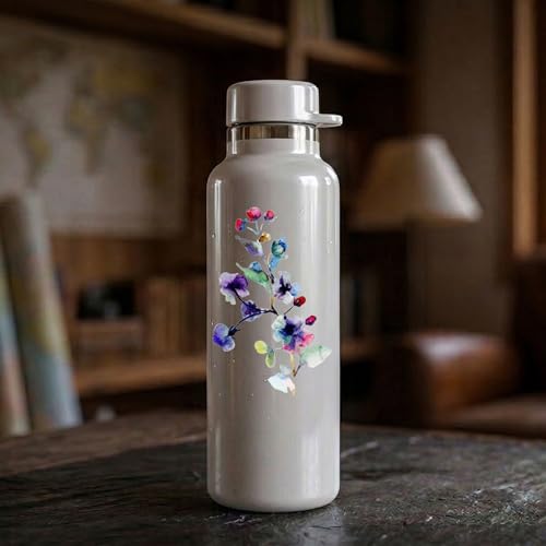Calcomanía de vinilo para portátil de rama de flores: decoración para teletrabajo y cafeterías 5