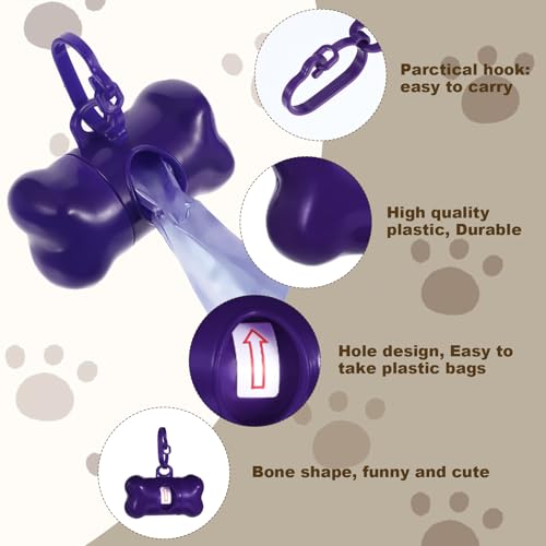 40 Pcs Dog Poop Trash Bag Holder Dispenser Plastic Dog Poop Waste Bag Holder for Leash with Hook and Leak Proof for Walking Hiking Camping (Bone)