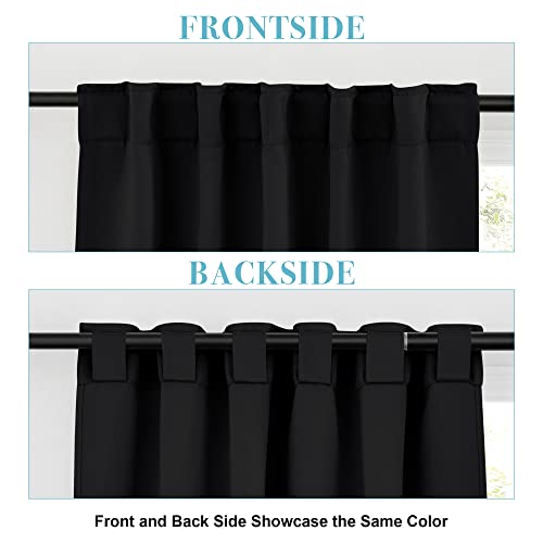 Image of RYB HOME Kitchen Window Curtains - Blackout Privacy Half Window Curtains for Bedroom Bathroom Dining Living Room Cafe Office Short Tiers Drapes, W 34 x L 36 inches, 2 Panels, Black