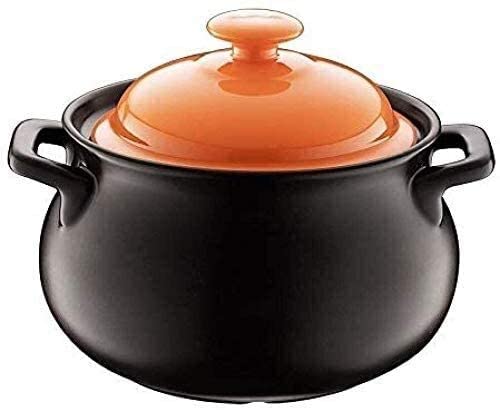 Cocotte en terre cuite céramique orange 1,6L plat de cuisson mijotage