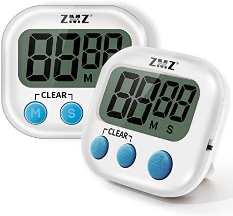 Digital Kitchen Timer, Magnetic Backing & Standing & Hanging for Placement, 2 PCS Pack Kitchen Clock Set for Cooking Baking Sports Games Office Facial, Big Digits Loud Alarm Minute Second Countdown