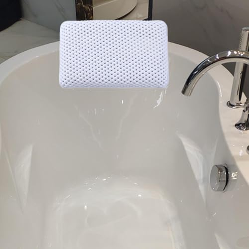 Oreiller de bain blanc lavable avec ventouses en mousse ergonomique