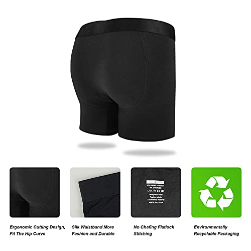 Men's Viscose Boxer Briefs Performance Breathable Comfy Silk Waistband 6’’ Boxer Briefs Fly 5Pack2