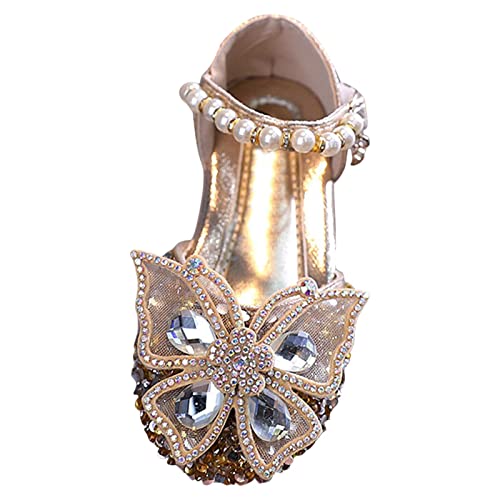 Girls Crystal Butterfly Dress Shoes 2025 Stylish Rhinestone Bridesmaids Princess Cute Wedding Sandals for Kids