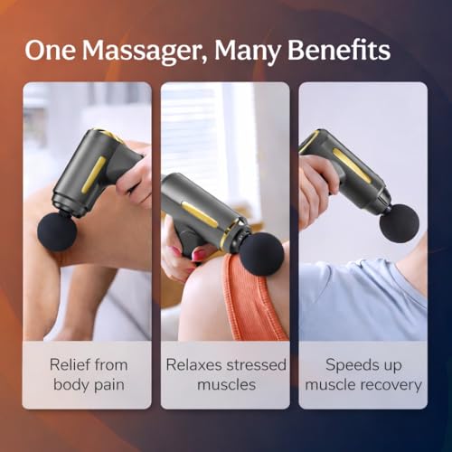 Image of SMAX Massage Gun for Pain Relief | Body Massager Machine for Back, Neck, Shoulder & Full Body | Deep Tissue Muscle Massager | Portable Cordless Electric Massage Gun with 4 Massage Heads | Type-C Rechargeable