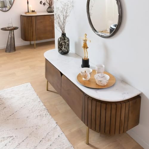Image of The Attic Carlston TV Cabinet,Solid Wood Sideboard TV Cabinet for Living Room - Carlston Model, Provential Teak Matte Finish