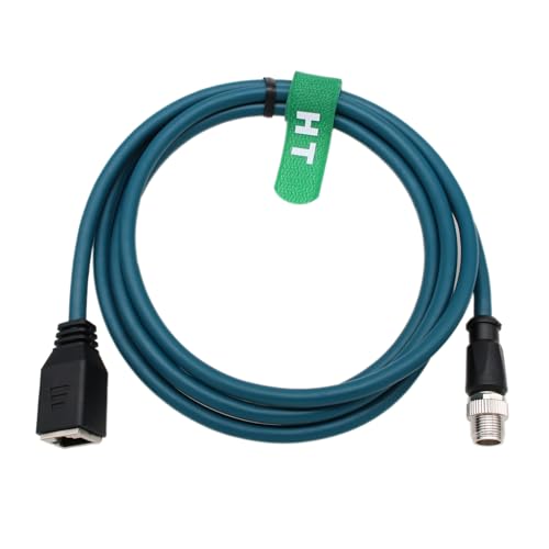 HangTon Ethernet Adapter Cable 8 Pin X-Coded M12 to Female RJ45 for Keyence IV3 Baumer Datalogic Basler Cognex is 2000 9000 8000 DM260 Vision Camera Sensor Reader 1M