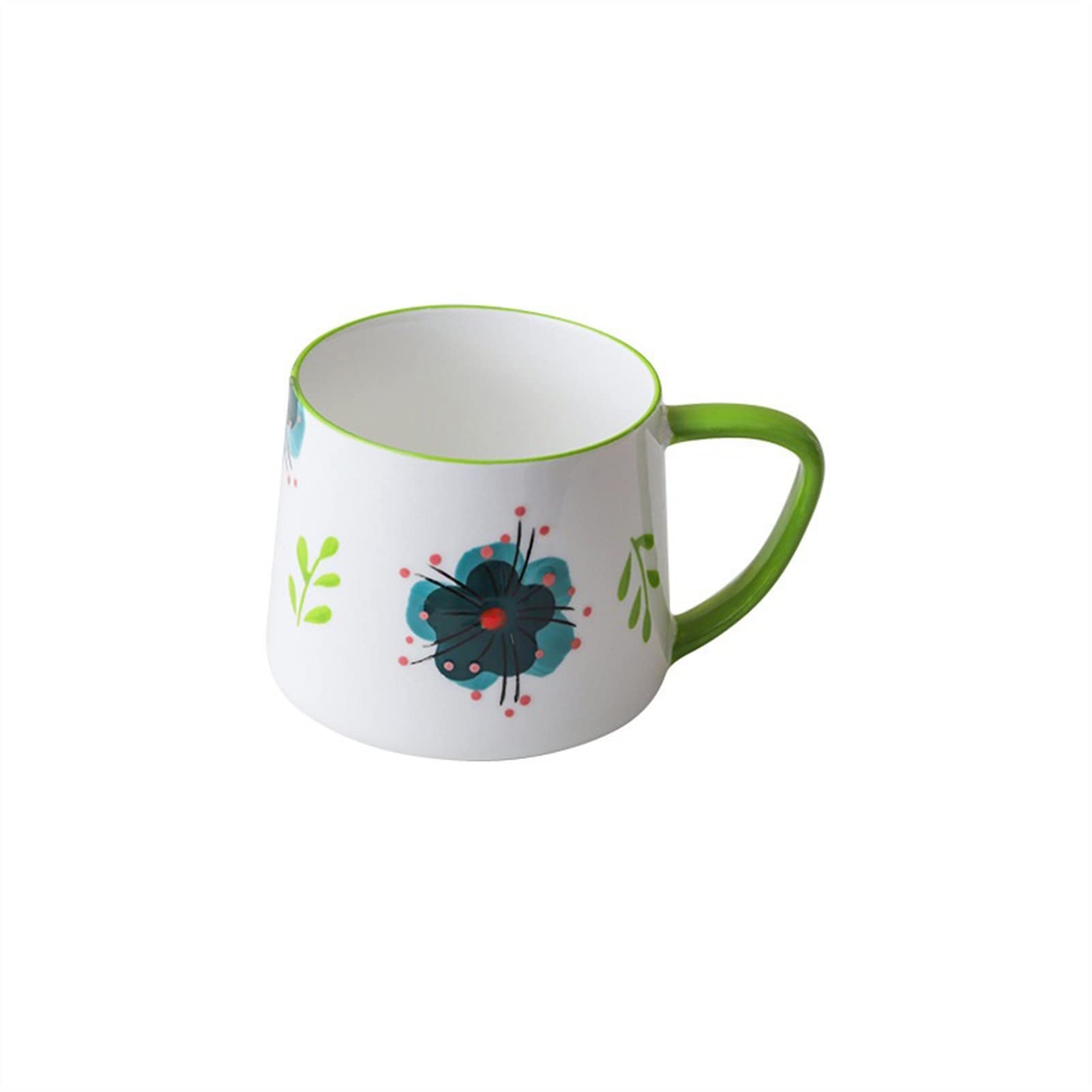 Tazas Linda taza de desayuno de cerámica pintada a mano 320ml Flores de dibujos animados Modelo Mildeo Avena Taza de café Copos de cerámica for el regalo de la casa Taza de cerámica ( Size : 10oz , Co