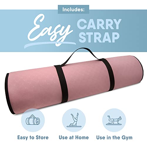 MICRODRY Deluxe Fitness Exercise Yoga Mat for Home & Gym, Extra Thick for High Impact Training, Multi Layered Skid Resistant Surface, Odor Neutralizing with Carrying Strap - Image 6
