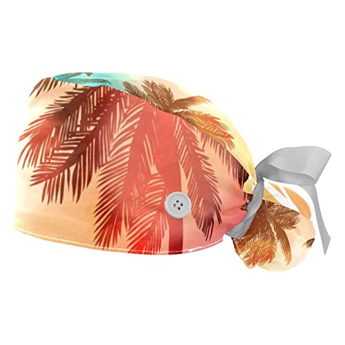 Chapeaux de travail respirants JDEZ (lot de 2) avec motif palmier aloha