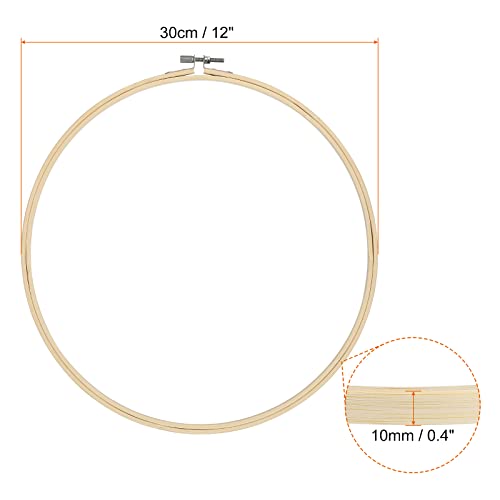 Image of PATIKIL 12 Pieces 12 Inch Embroidery Hoops Round Adjustable Bamboo Circle Cross Stitch Hoop Ring Bulk for Embroidery Art Craft Handy Sewing Decoration