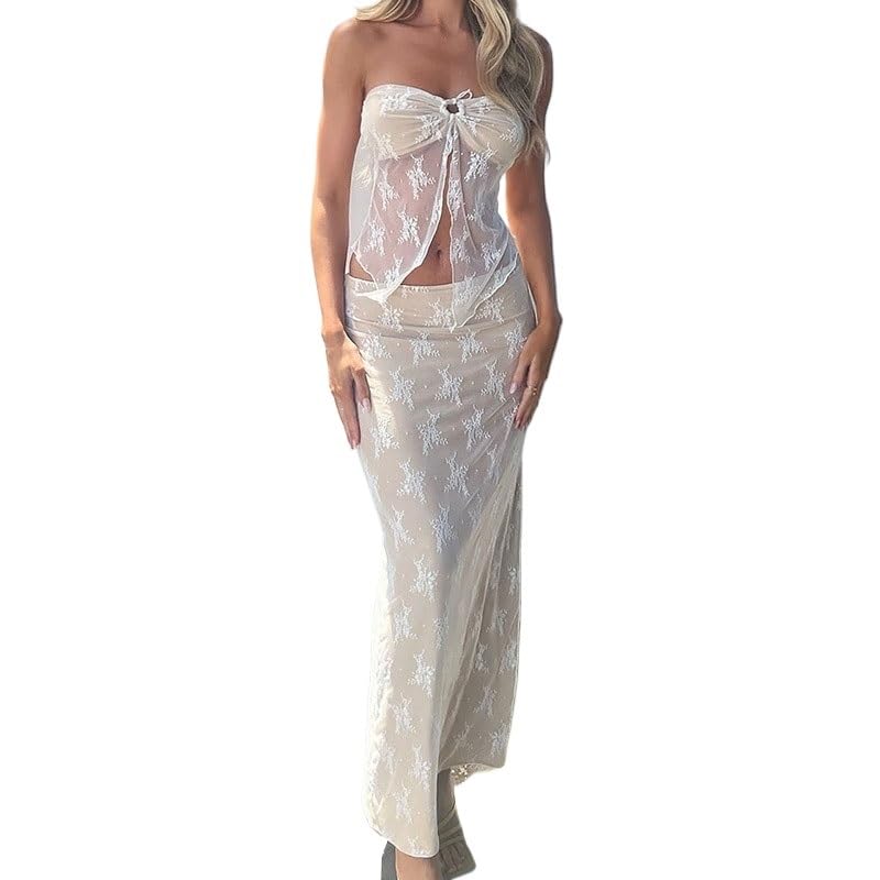 Ensemble jupe longue en coton stretch femme fini les tenues serrées en dentelle