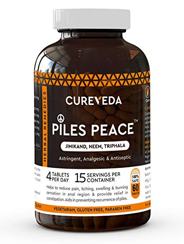 Cureveda? Herbal Piles Peace Fast Relief Bavasir Hemorrhoid Support Piles (60 Tabs) Jimikand, Neem, Triphala
