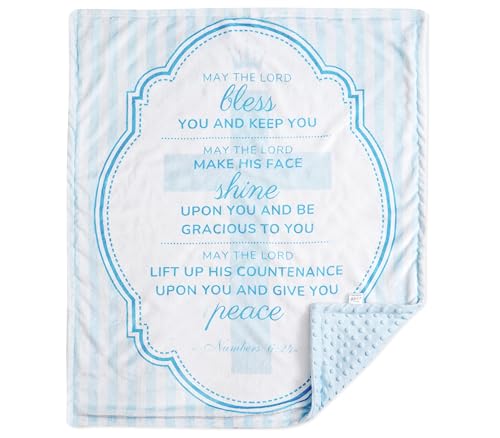 Image of Huglanket Baptism Gifts for Boys - Baptismal Gifts, Christening Gifts for Baby Boys - Baby Dedication Gifts from Godmother, Godfather, Godparent - Blue Plush Dimple Dot Soft Fleece Blanket, 30 inchx 36 inch