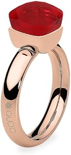 Qudo Firenze Edelstahl rosegold farbener Ring mit red Stein (rot) (54 (17))