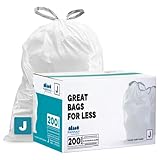 Plasticplace Bolsas de basura con cordón blanco con aroma a lavanda y vainilla suave │ Compatible con código J (200 unidades) │ 10-10.5 galones/38-40 litros │ 21 x 28 pulgadas