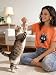 Cat Shirts for Women Cute Cat Summer Short Sleeve Graphic Printed Casual Tees Shirt Crew Neck Vacation Funny Blouse Tops Orange