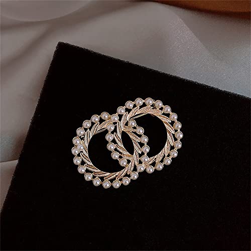 Round Brooch Pin with Pearl for Women Girls Faux Pearl Lapel Pin Wedding Party Bridal Jewelry Vintage Simulated Pearl Flower Brooch Pin 6