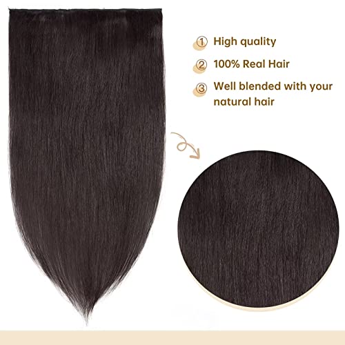 TESS Clip In Hair Extension,Hair Extensions Real Human Hair One Peice 5 Clips Straight Natural Hairpieces for Womens/Girls(#1B Natural Black,10Inch) - Image 2