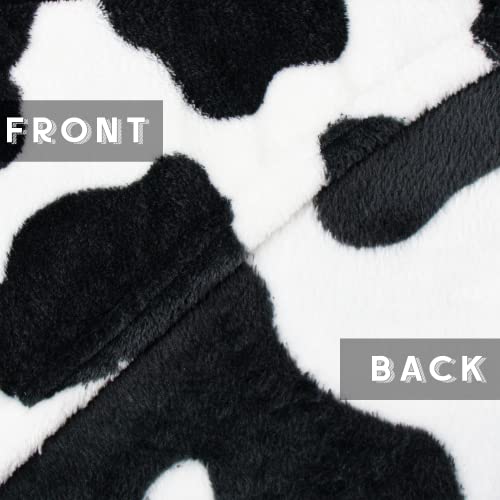 Round Cow Print Blanket Throws Lightweight Fleece Soft Cozy Throw Blanket Fuzzy Warm Plush Black White Cow Printed Blankets & Throws For Travel Chair Bedroom Living Room Sofa Couch Outdoor 50"X60" #TOP3
