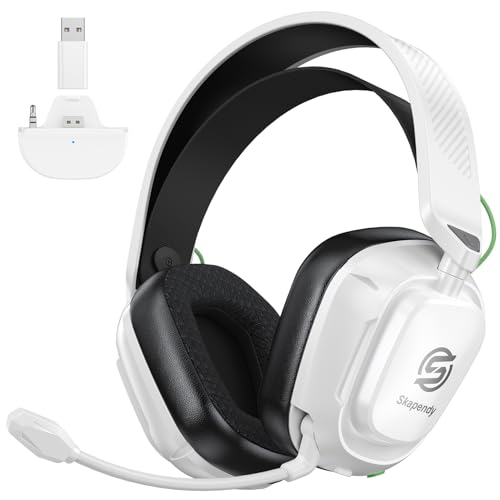 SKAPENDY 2.4GHz Wireless Gaming Headset for Xbox Series X|S, Xbox One, Xbox360, PS5/4, PC, Low-Latency Bluetooth Gaming Headphones with 3D Surround Sound for Xbox 360 Accessory Kits