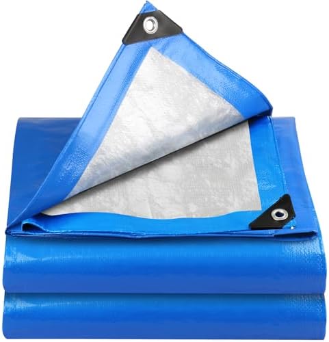 YIJUHOU Tarpaulin Waterproof Heavy Duty 3m x 4m 115 GSM Blue Tarp...