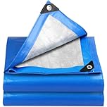 YIJUHOU Tarpaulin Waterproof Heavy Duty 3m x 6m 115 GSM Blue Tarps Sheet for Furniture Ground Multipurpose Covers