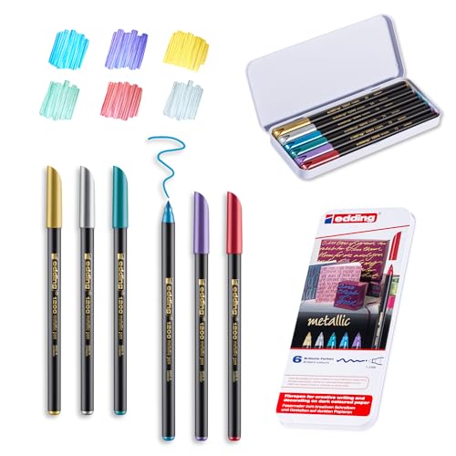 edding 4-1200-6 Fasermaler 1200 Color Pen, 1-3 mm, 6-er Set, sortiert, metallic (Fasermaler | sortiert, 6-er Set | metallic)
