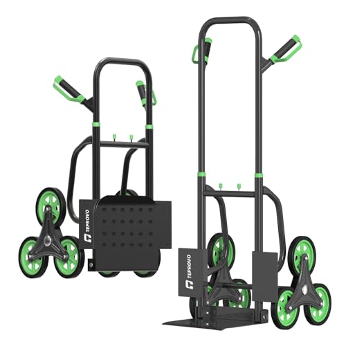 Stair Climbing Hand Truck 440lb,Heavy Duty Dolly Cart for Stairs,Thickened Upgraded Steel Tube Folding Stair Climbing Trolley with Six Wheels and Telescoping Handle