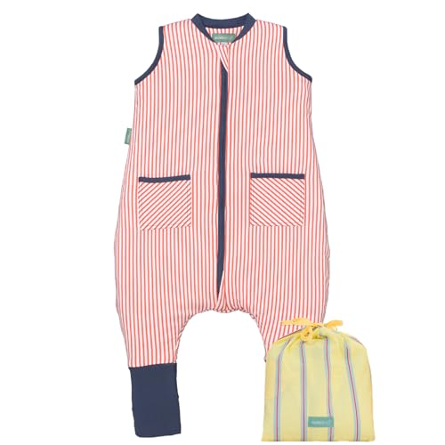 molis&co - Pijama Manta con Calcetines Antideslizantes 1.0 TOG - 100 cm (4 años) - Ideal para Primavera y otoño - 100% algodón (Oeko-Tex 100) - Sailor Orange