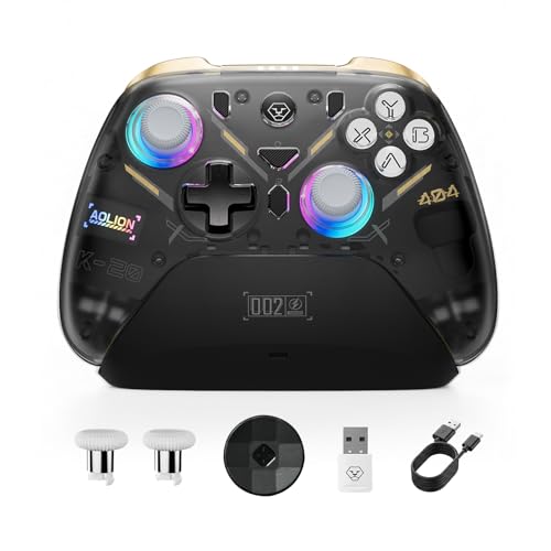 Image of Aolion gaming K20 Wireless Controller for Switch 2 /Switch /PC with Dock | Hall Effect Joysticks, 3-Stage Hall Triggers, 1000Hz Polling, Swappable D-Pad, Programmable Back Buttons