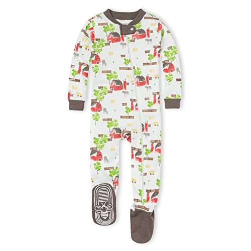 Image of Burt's Bees Baby Baby Boys' Pajamas, Zip-Front Non-Slip Unisex Footed Sleeper Pjs, Organic Cotton