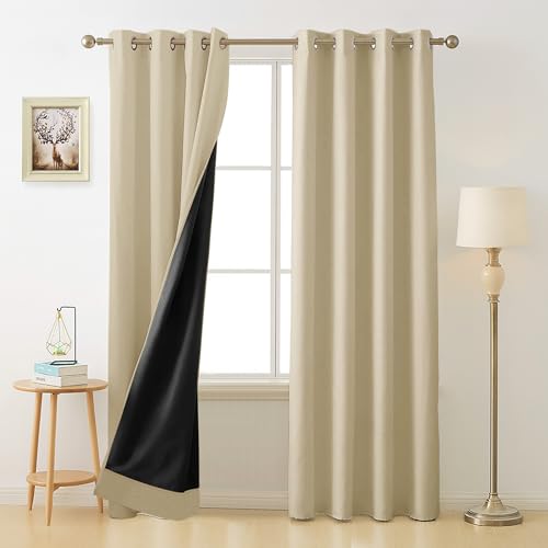 Cloth Fusion 100% Blackout Door Curtains 11 Feet Long Set of 2 with Blackout Lining, Double Layer Parda 11 Feet Long with Grommet Design for Home Decor (11x4 Feet, Iridesent White)