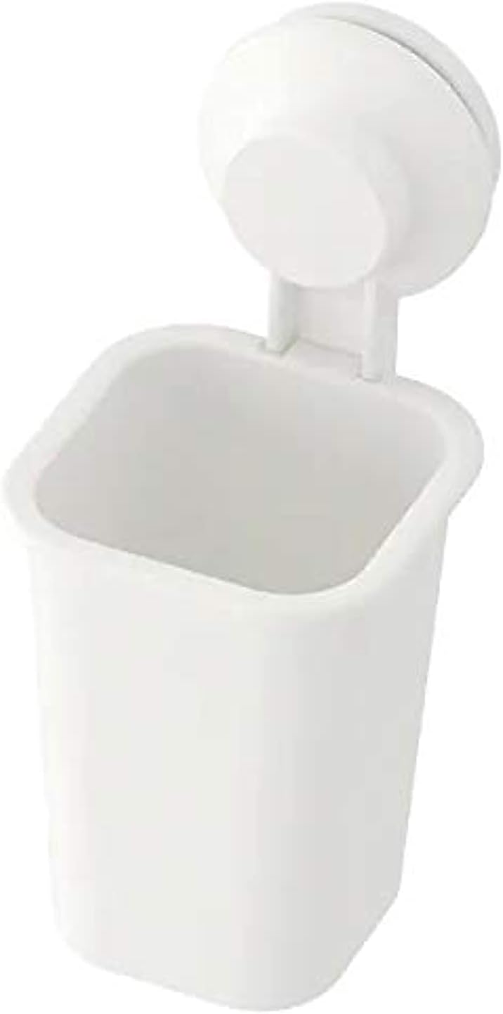 Tisken Toothbrush Holder With Suction Cup, White With Tss Cotton Balls(5 Pieces,Recycled Abs Plastic)