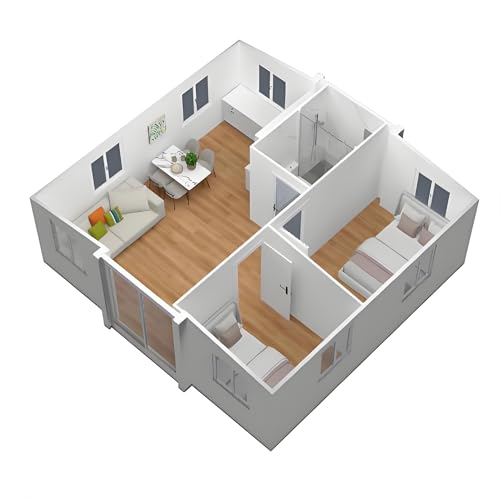 Expandable Prefab Modular Container House, 20ft Portable Foldable Tiny Home Bedrooms,Fully Equipped Kitchen & Bathroom,Prefabricated Steel Living Unit for Employee Housing,Rental Cabin Mobile Office - Image 5