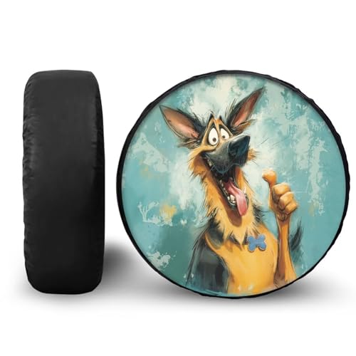 Image of Pensura 14-19 inch Spare Tire Cover Funny Dog Print Tire Covers Weatherproof Dust-Proof Wheel Tires Protectors Universal Fit for Camper Trailer SUV Truck