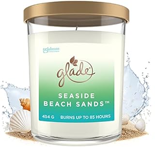 Glade Extra Large Scented Candle, Home Décor Jar Candle Infused with Essential Oils, 85 Hour Burn Time, Seaside Beach Sands, 454g, Packaging May Vary
