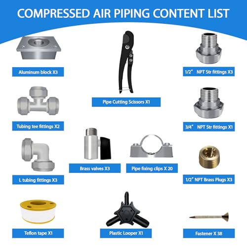 Image of 3 /4 inch x 100ft Compressed Air Line Kit for Shop /Garage