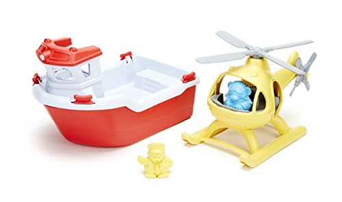 Juguete de playa barco de rescate con helicóptero para piscina 4