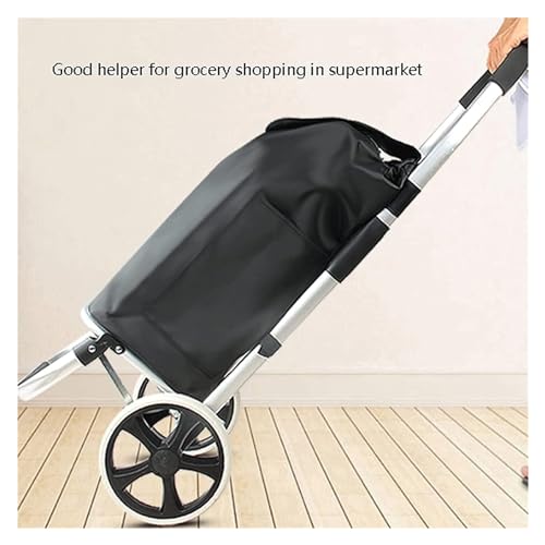 BCJMKDX Einkaufstrolley. Tragbarer Einkaufstrolley auf Rädern, Aluminiumlegierung, Faltbarer Trolley, Sackkarre for Lebensmitteleinkäufe, Reisen, Picknick – Bild 6