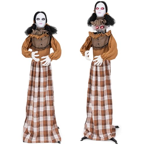 Tangkula 5.8 FT Halloween Animated Haunted Woman with Pop Up
