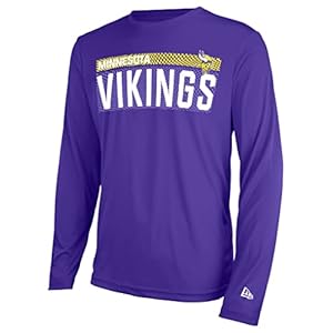 New Era mens NFL Measured Dri-Tek Long Sleeve Pro Football Tagless T-Shirt, Minnesota Vikings Purple, Large